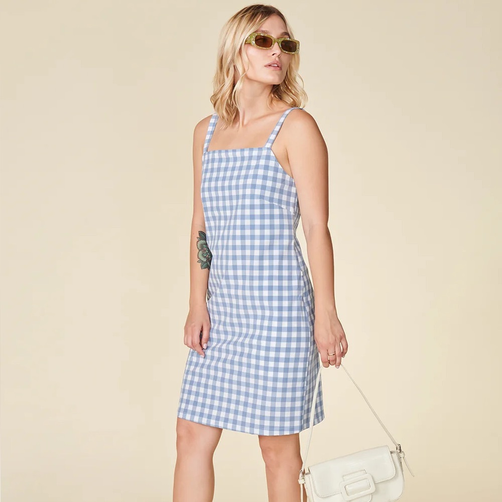 Wayre Sevilla Sleeveless‎ Shift Dress Ocean Plaid Size X-Small
